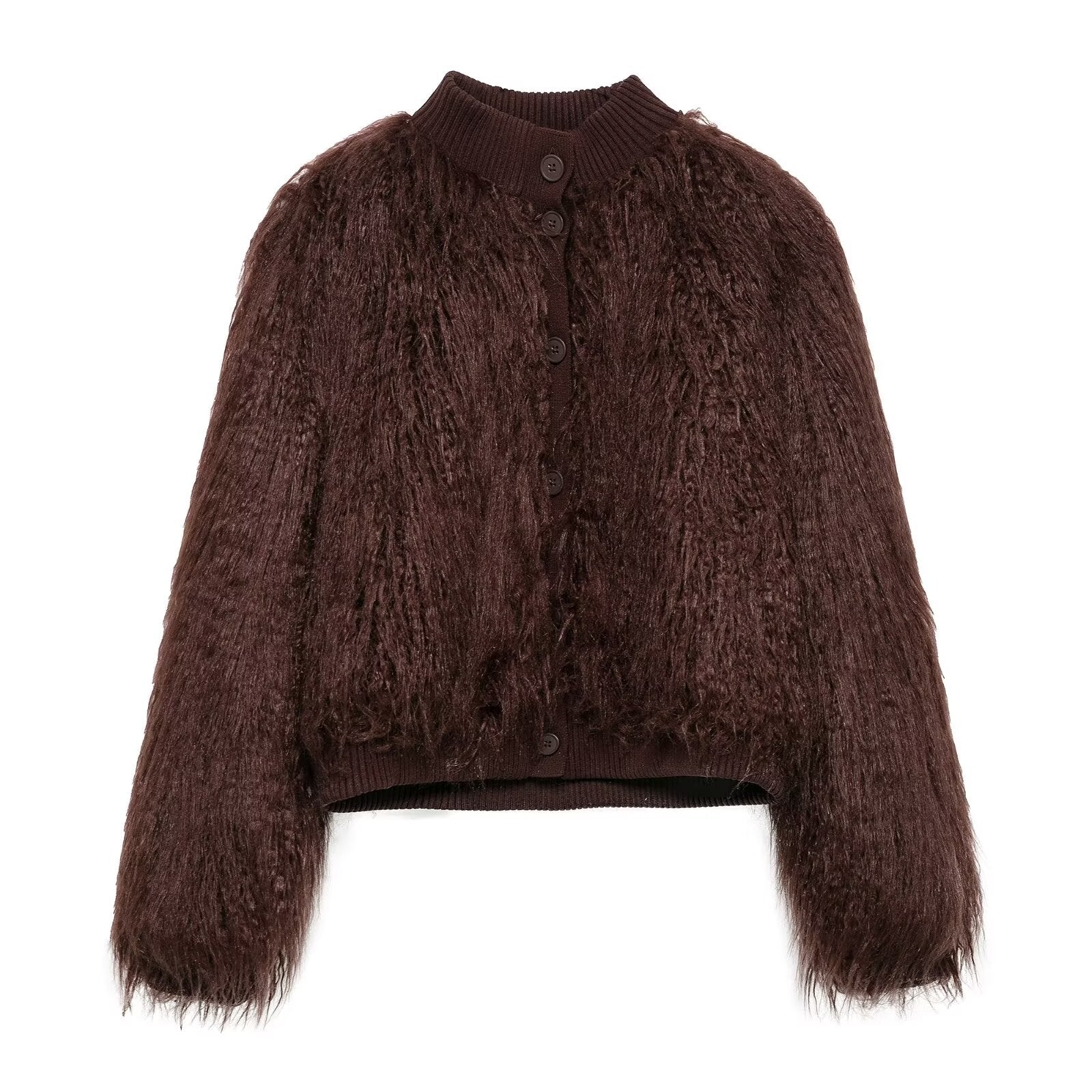 Brown Stand-Up Collar Jacket For Women, Gramercy, BYMANYC New York. - BYMANYC ® New York  