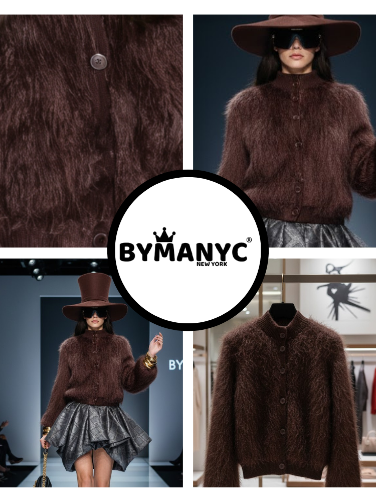 Brown Stand-Up Collar Jacket For Women, Gramercy, BYMANYC New York. - BYMANYC ® New York  