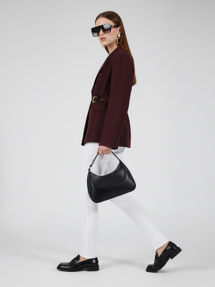 Burgundy Tailored Jacket with Buckle - RED HOOK: New Collection COUTURE in BROOKLYN - BYMANYC ® New York - BYMANYC ® New York  