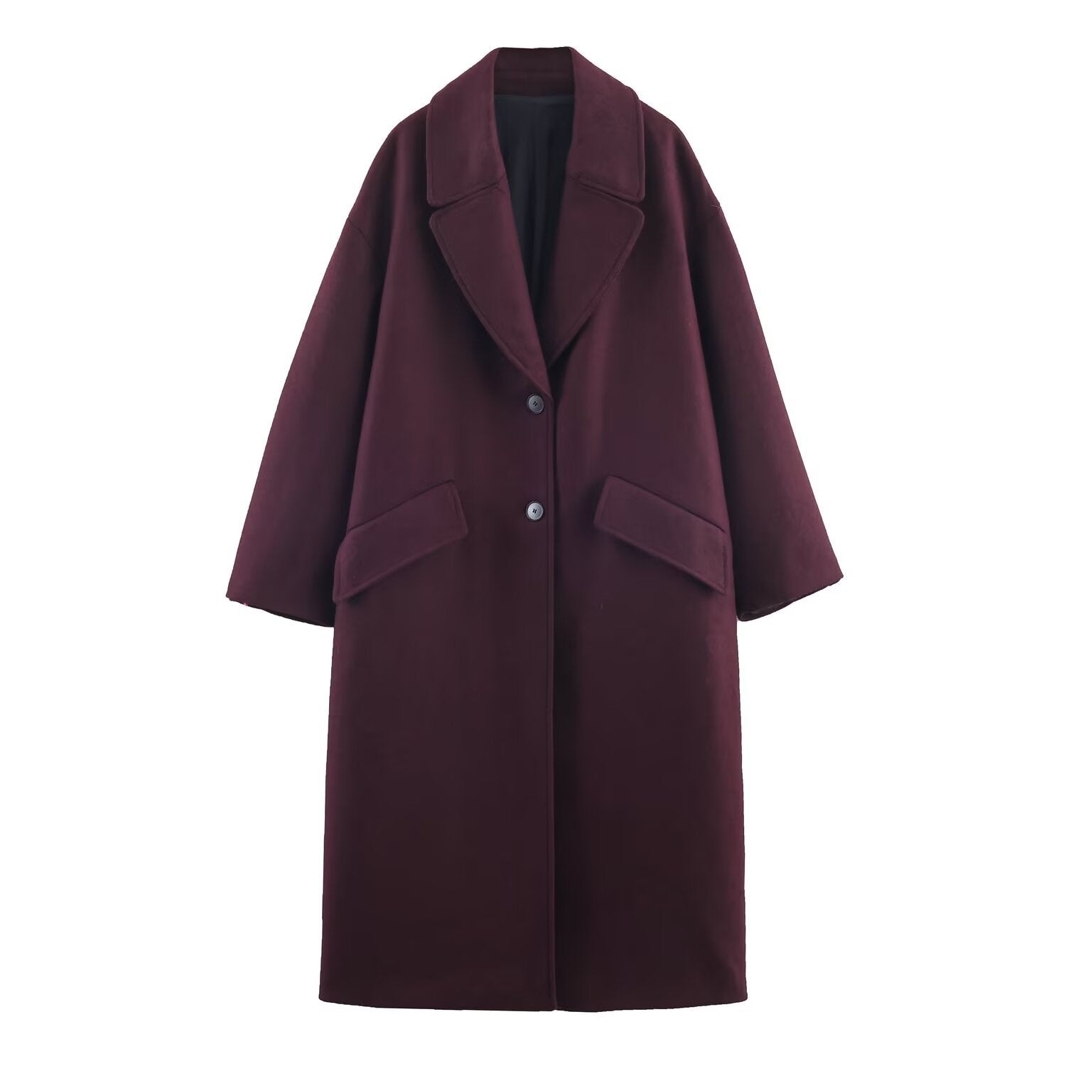 Women's Burgundy Oversized Long Wool-Blend Coat BYMANYC ® New York CONTEMPORARY VIBRANT MODERN FASHION - New Collection