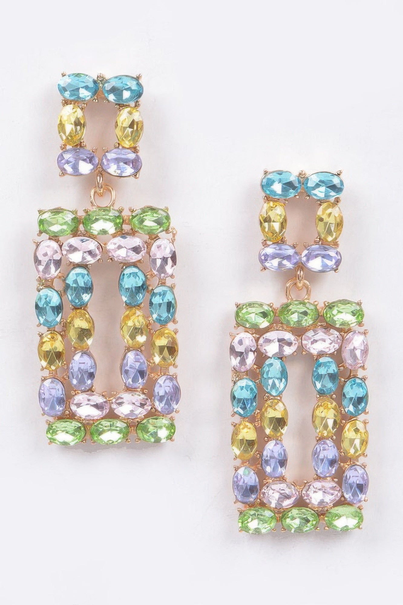  CHELSEA Crystal Color Pop Rectangle Earrings: NYFW BYMANYC ® New York  NYC Wholesale Boutique Inventory - No MOQ & Ready to Ship
