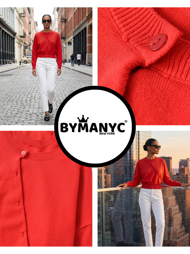 CHELSEA Women's Asymmetric Button Sweater Prêt-à-Porter BYMANYC ® New York  NYC Wholesale Boutique Inventory - No MOQ & Ready to Ship