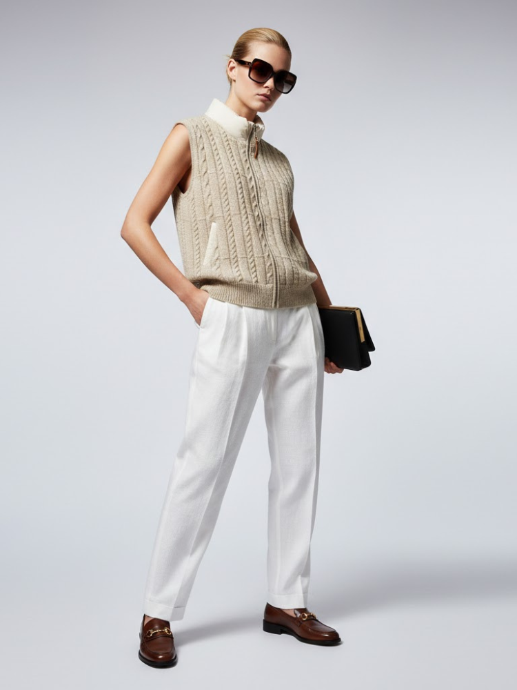  Cable-Knit Vest with Nylon Stand-Up Collar • BYMANYC ® New York  NYC Wholesale Boutique Inventory - No MOQ & Ready to Ship
