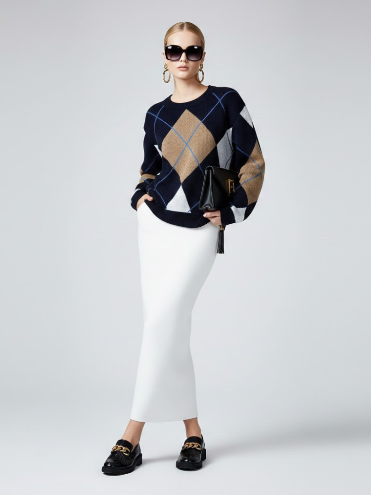  Classic Argyle Diamond Knit Sweater • BYMANYC ® New York  NYC Wholesale Boutique Inventory - No MOQ & Ready to Ship