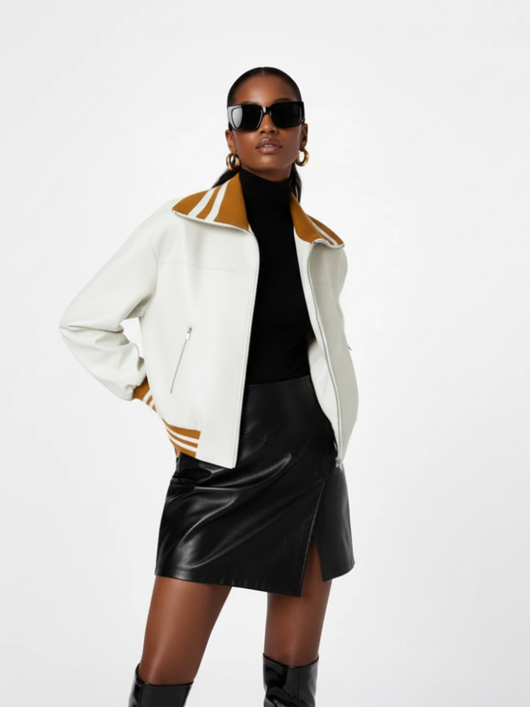 Color-block PU Leather Jacket, Soho | Women - BYMANYC ® New York - BYMANYC ® New York  