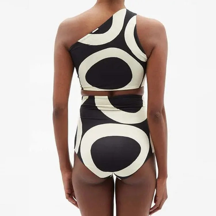 Colorblock One-Shoulder Bikini For Women, High Waist, Miami Beach, BYMANYC New York. - BYMANYC ® New York  