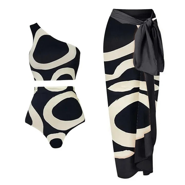 Colorblock One-Shoulder Bikini For Women, High Waist, Miami Beach, BYMANYC New York. - BYMANYC ® New York  