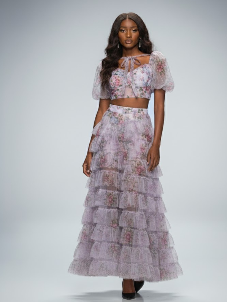 DUMBO Floral Skirt and Top Set: Prêt-à-Porter Line BYMANYC ® New York - BYMANYC ® New York  