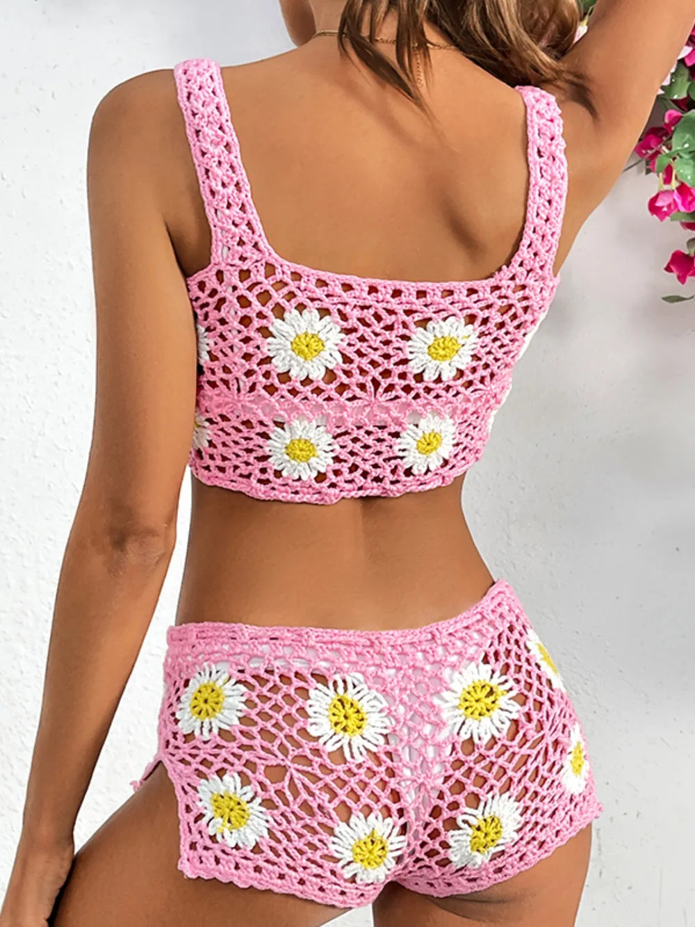 Daisy Print Bikini and Shorts Set For Women, Cutout, Greenpoint, BYMANYC New York. - BYMANYC ® New York  