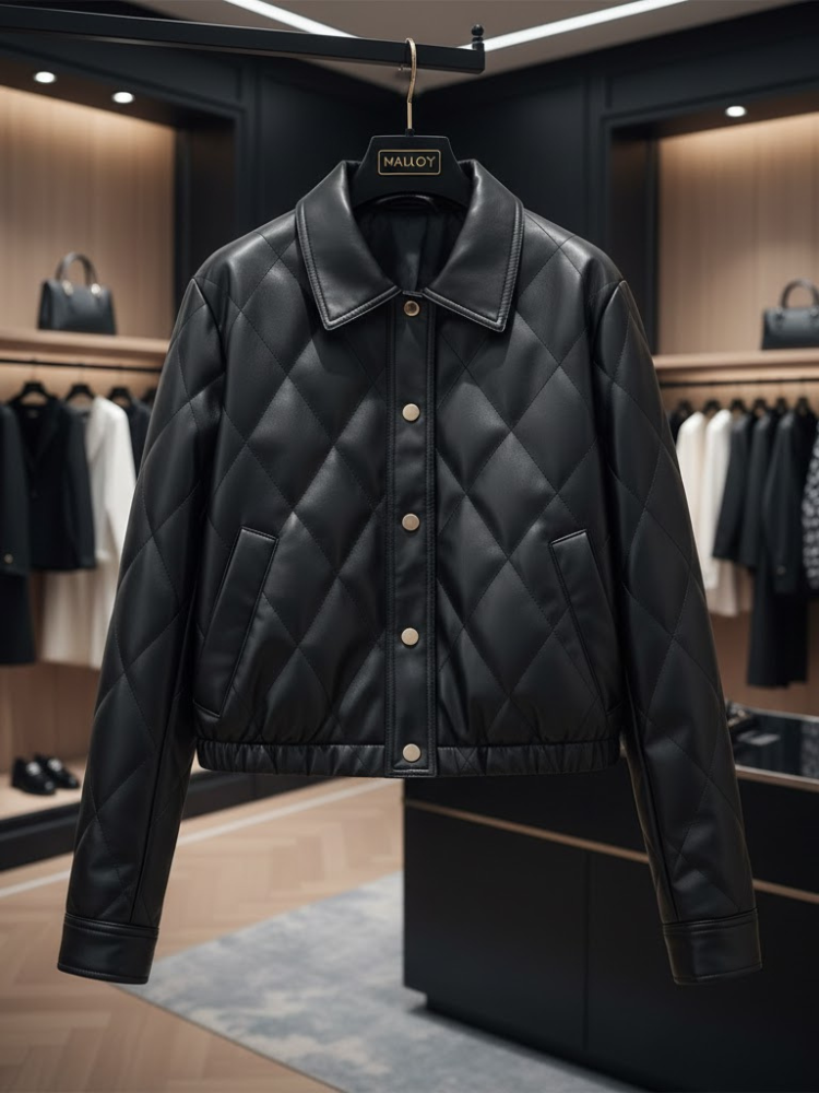  Diamond-Quilted Eco-Leather Jacket • DUMBO New Collection BYMANYC ® New York  NYC Wholesale Boutique Inventory - No MOQ & Ready to Ship