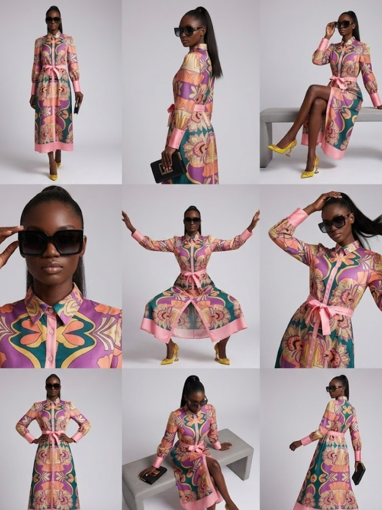 Long SOHO Geometric Print Dress Prêt-à-Porter BYMANYC ® New York