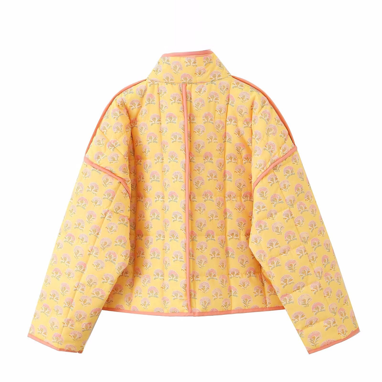 Women's Quilted Jacket Yellow Floral Printed BYMANYC ® New York CONTEMPORARY VIBRANT BOHO OUTERWEAR - New Collection