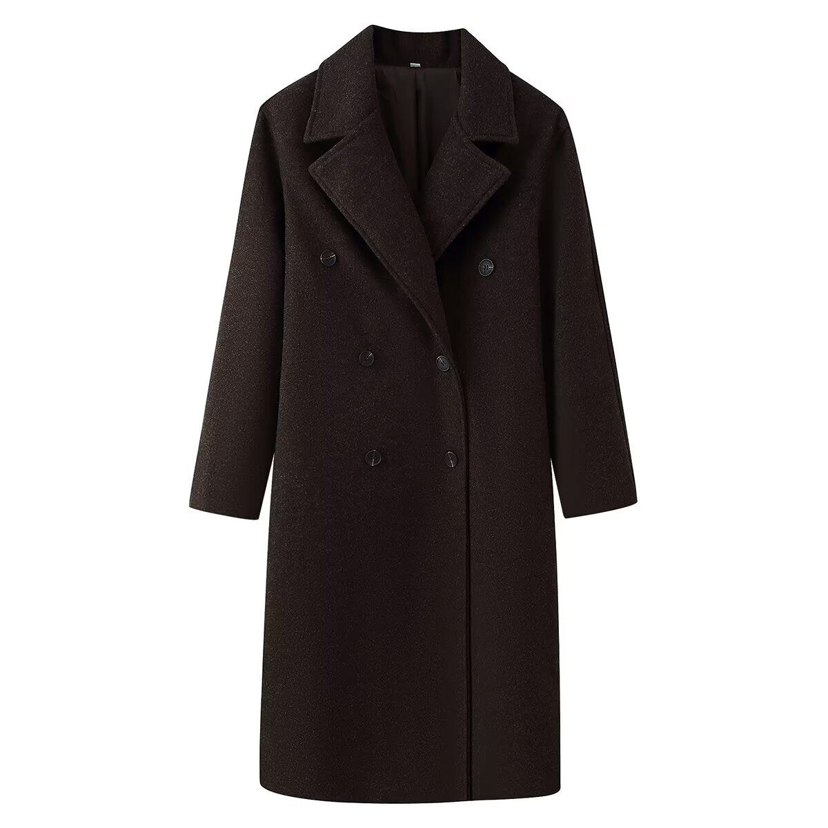 Women's Dark Espresso Double-Breasted Long Wool-Blend Coat BYMANYC ® New York CONTEMPORARY VIBRANT MODERN FASHION - New Collection