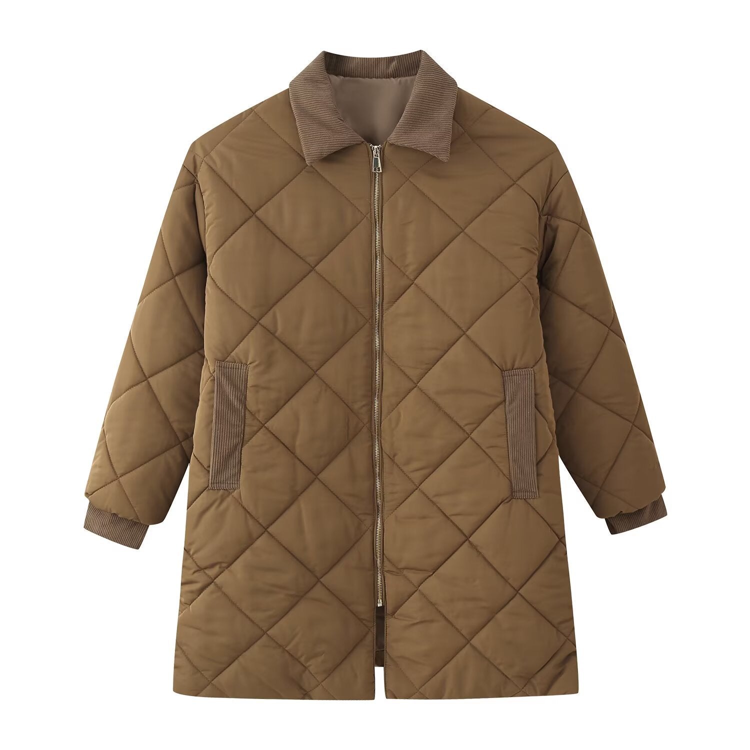 Women's Diamond Quilted Corduroy Collar Coat BYMANYC ® New York CONTEMPORARY VIBRANT MODERN FASHION - New Collection