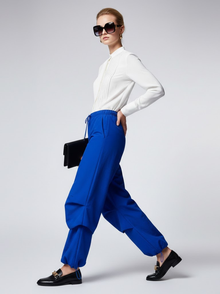  Electric Blue Women's Trousers with Layered Design • BYMANYC ® New York  NYC Wholesale Boutique Inventory - No MOQ & Ready to Ship
