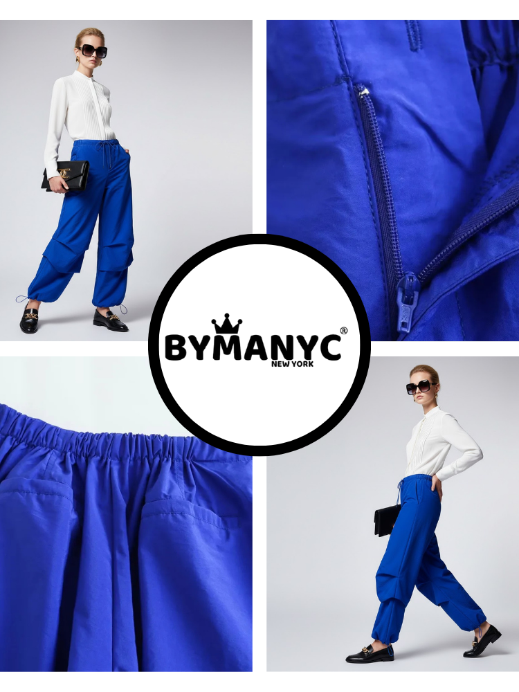  Electric Blue Women's Trousers with Layered Design • BYMANYC ® New York  NYC Wholesale Boutique Inventory - No MOQ & Ready to Ship