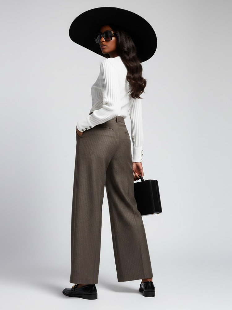  Elegant Wide-Leg Women's Trousers with Front Buttoning • BYMANYC ® New York  NYC Wholesale Boutique Inventory - No MOQ & Ready to Ship