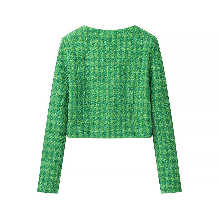 Emerald Green Tweed-Style Short Jacket For Women, SoHo, BYMANYC New York. - BYMANYC ® New York  