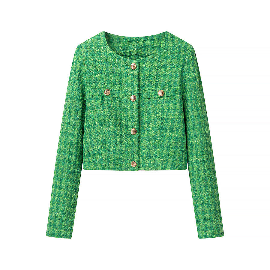 Emerald Green Tweed-Style Short Jacket For Women, SoHo, BYMANYC New York. - BYMANYC ® New York  
