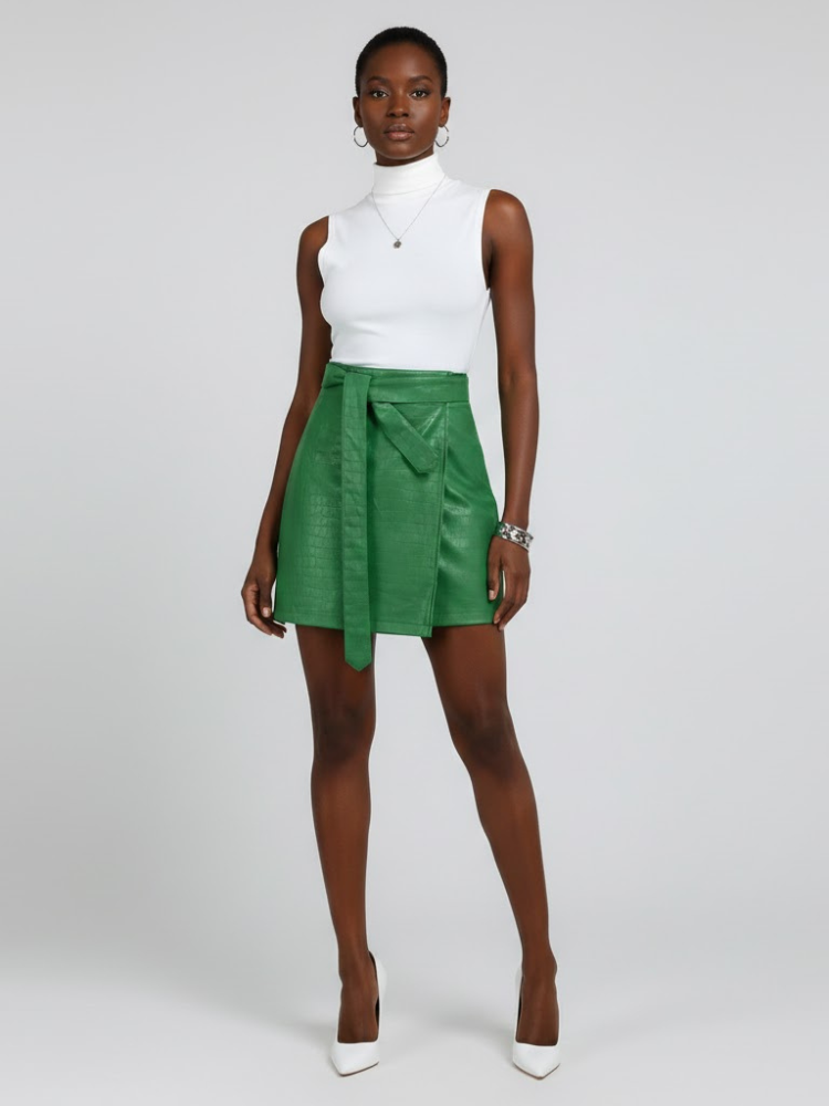 Emerald Green Vegan Leather Mini Skirt LAFAYETTE: New Colección COUTURE in NOLITA - BYMANYC ® New York - BYMANYC ® New York  