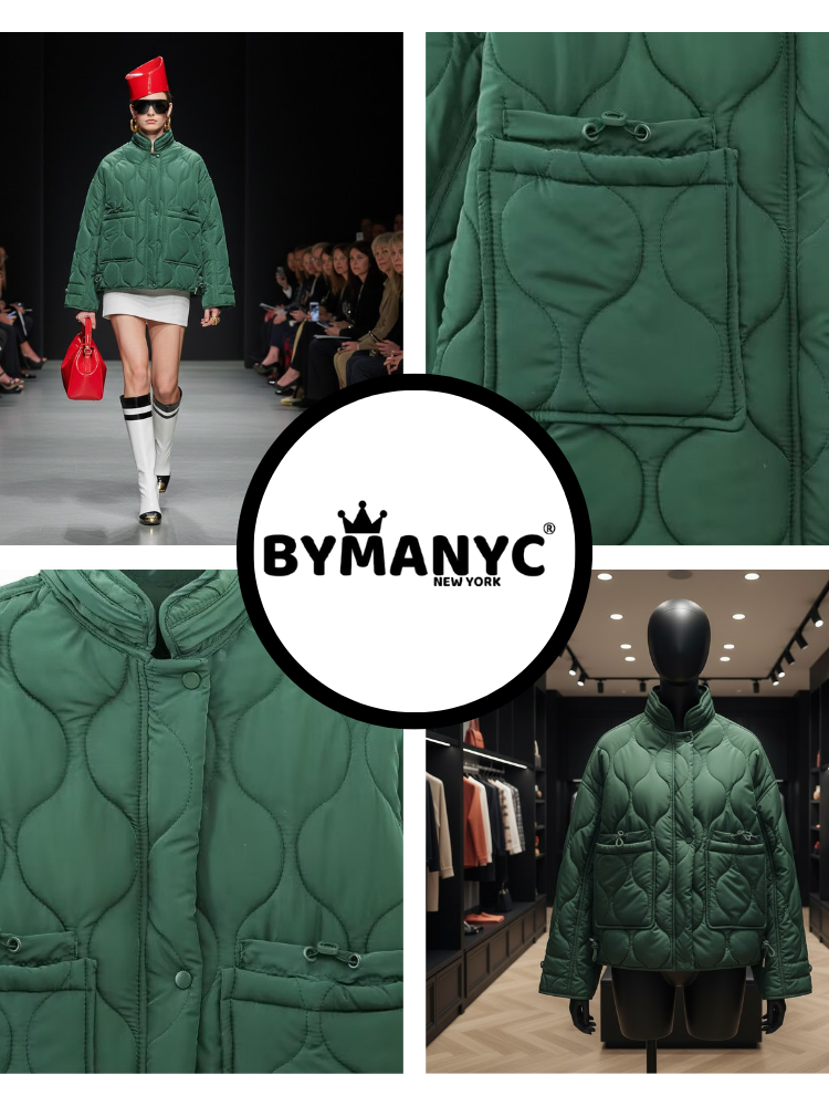  Emerald Quilted Jacket • SOHO New Collection BYMANYC ® New York  NYC Wholesale Boutique Inventory - No MOQ & Ready to Ship
