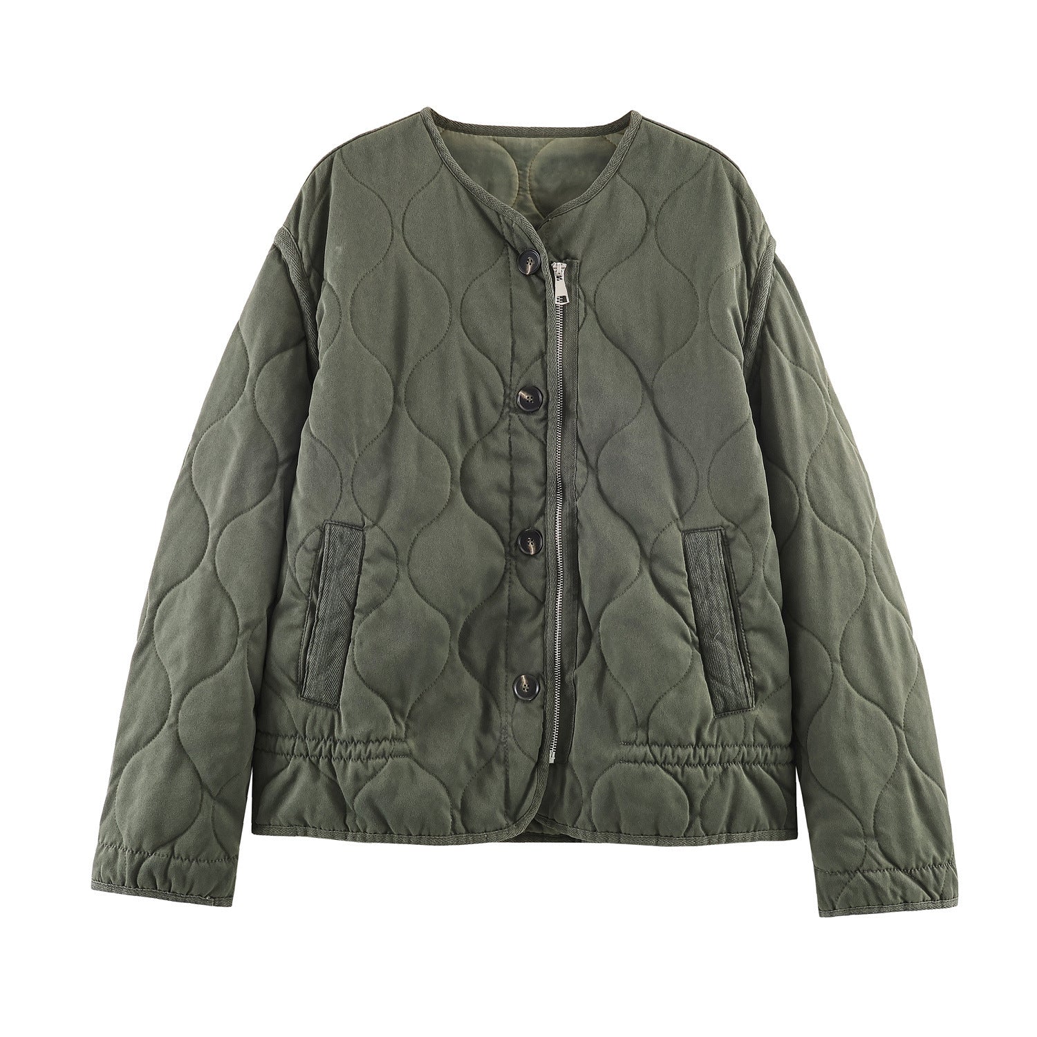 Women's Jacket Olive Green Quilted Liner BYMANYC ® New York SOHO KHAKI ONION QUILLED JACKET - New Collection