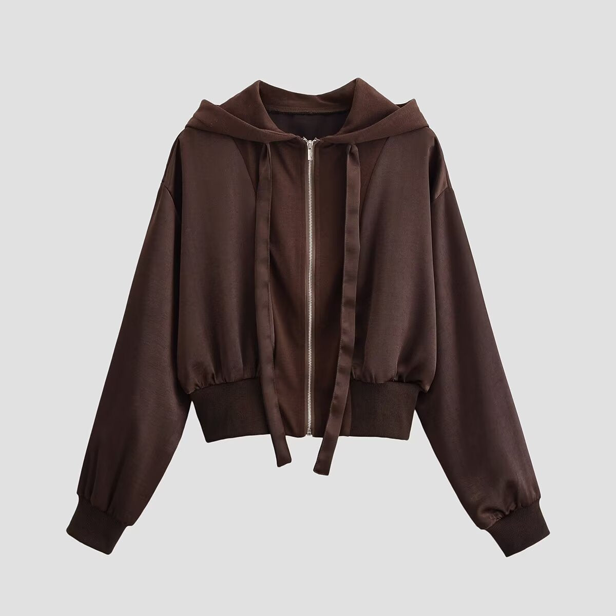 Women's Satin Cropped Zip-Up Hoodie Jacket BYMANYC ® New York CONTEMPORARY VIBRANT MODERN FASHION - New Collection