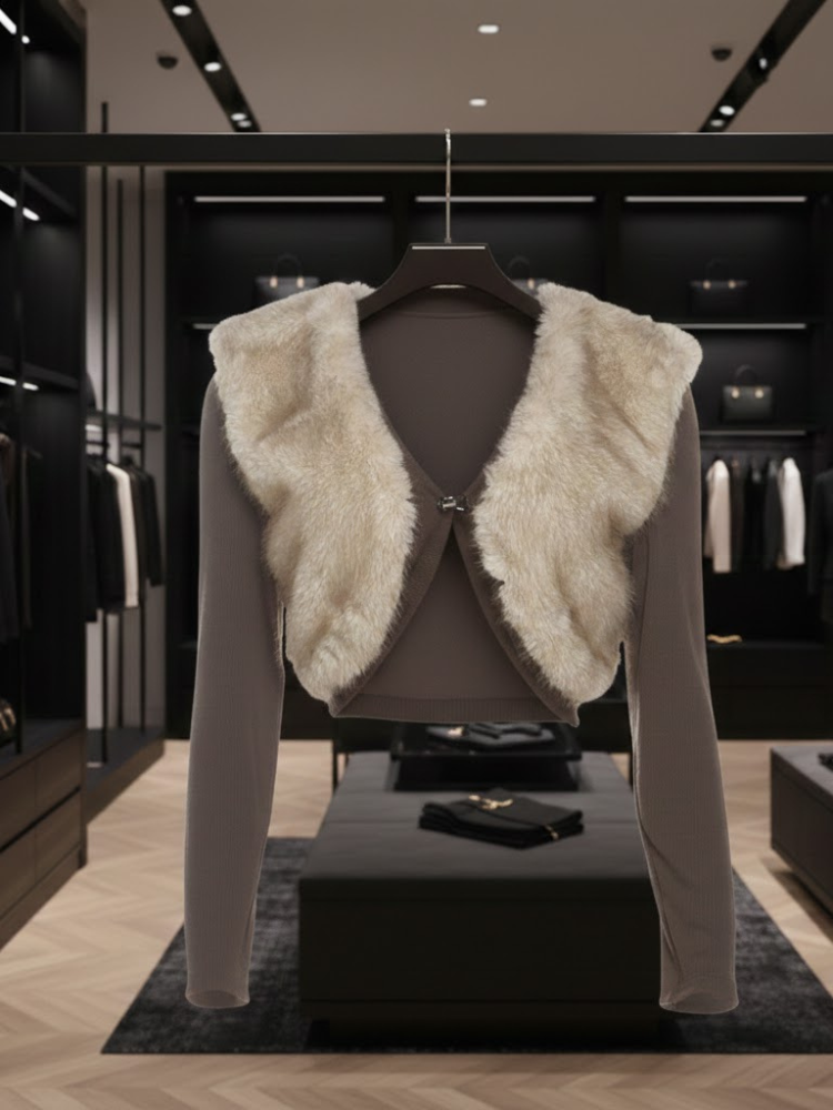  Faux-Fur & Knit Bolero • COZY SHURG New Collection BYMANYC ® New York  NYC Wholesale Boutique Inventory - No MOQ & Ready to Ship