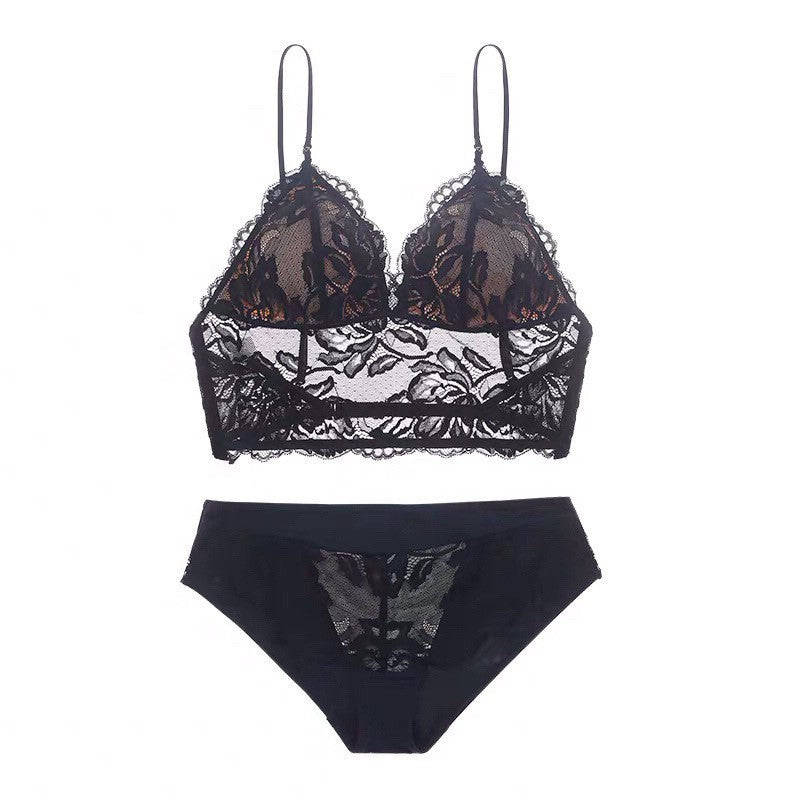 French Style Non-Wired Lace Bra Set with Triangle Cup and Backless Design For Women, SoHo, BYMANYC New York. - BYMANYC ® New York  