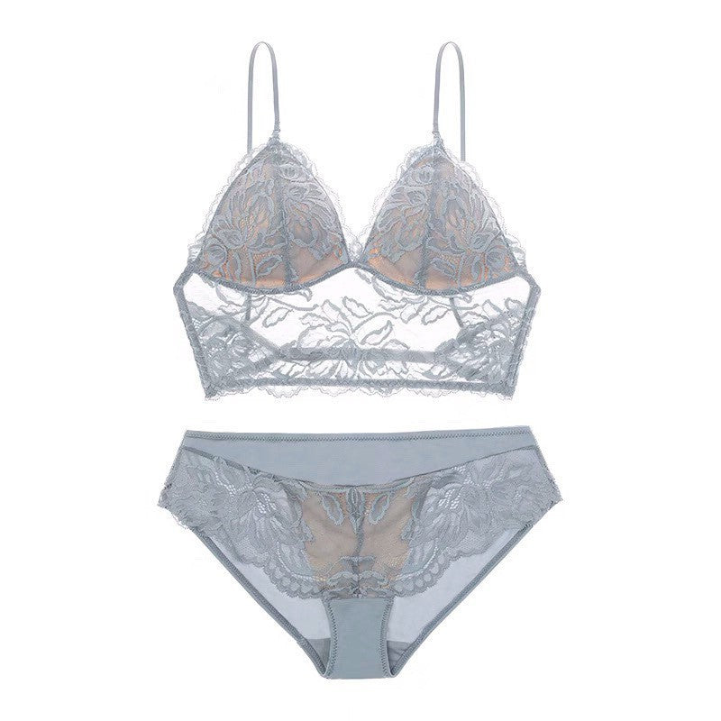 French Style Non-Wired Lace Bra Set with Triangle Cup and Backless Design For Women, SoHo, BYMANYC New York. - BYMANYC ® New York  