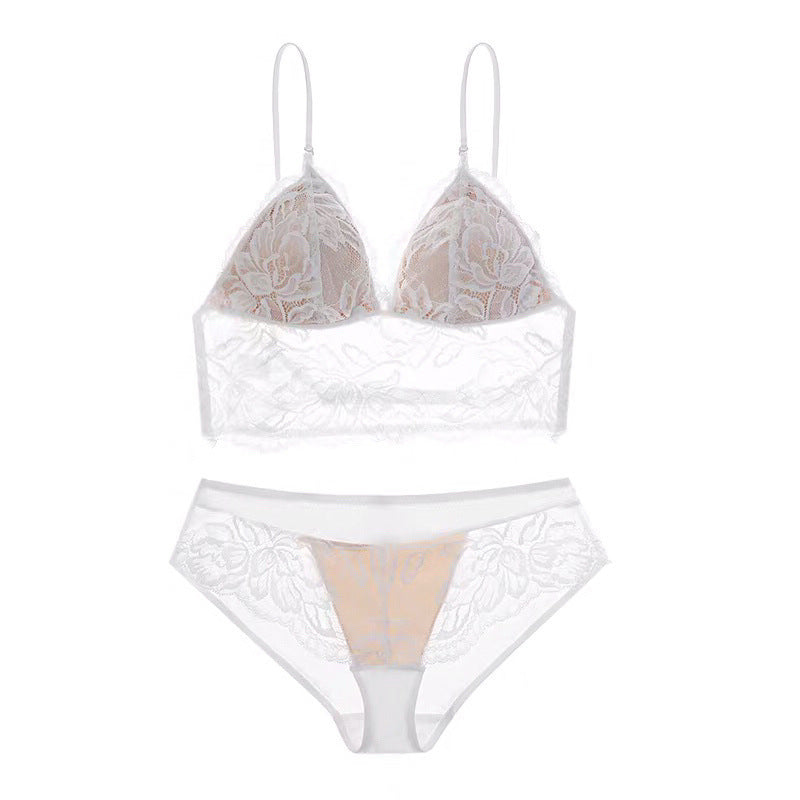 French Style Non-Wired Lace Bra Set with Triangle Cup and Backless Design For Women, SoHo, BYMANYC New York. - BYMANYC ® New York  