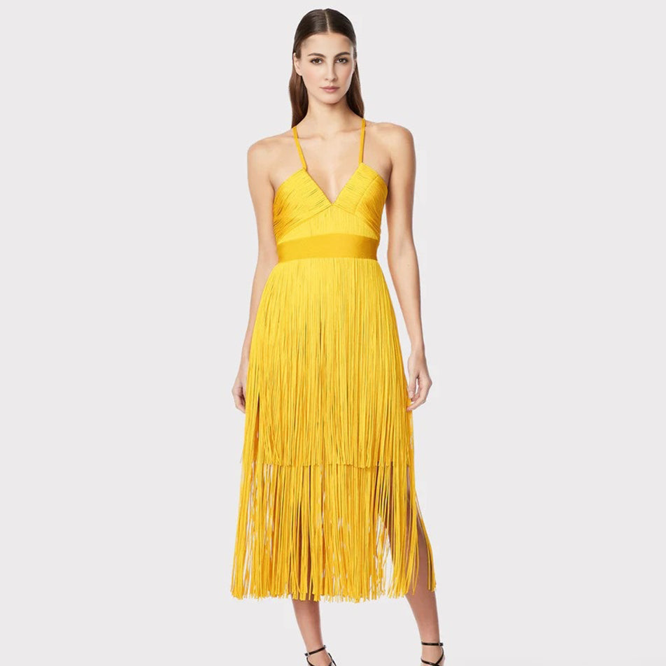 Fringe Bandage Dress With Suspender Straps For Women, Tribeca, BYMANYC New York. - BYMANYC ® New York  