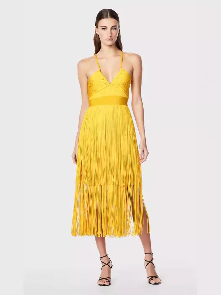 Fringe Bandage Dress With Suspender Straps For Women, Tribeca, BYMANYC New York. - BYMANYC ® New York  