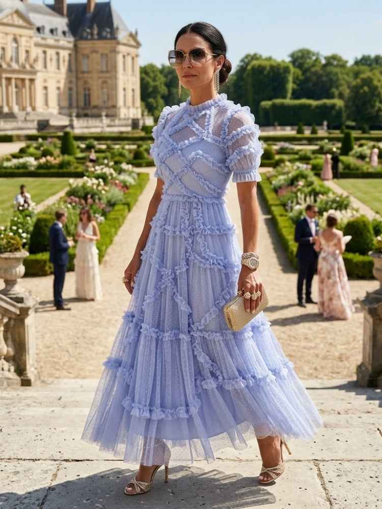  GALA DRESS Blue Tulle PETROHOD - BYMANYC ® New York  NYC Wholesale Boutique Inventory - No MOQ & Ready to Ship