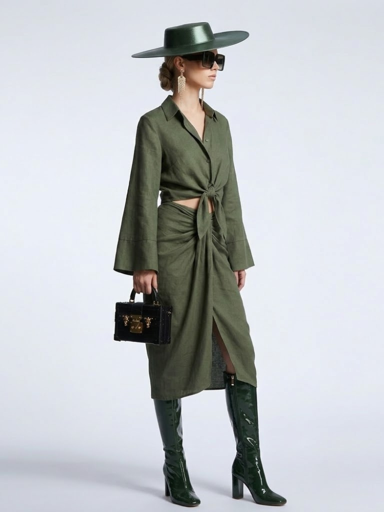 GREENWICH Women's Tie-Blouse & Skirt Set Prêt-à-Porter BYMANYC ® NY - BYMANYC ® New York  