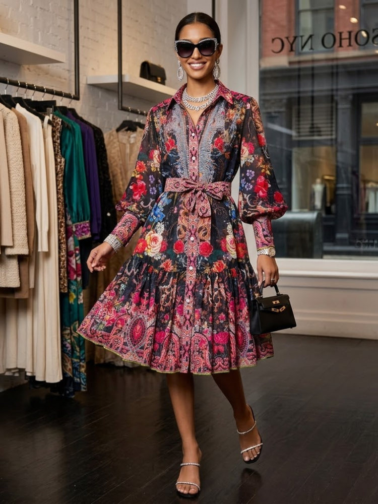 Gemini ha dicho Floral Paisley Print Shirt Dress NOLITA New Collection FASHION BYMANYC ® New York  NYC Wholesale Boutique Inventory - No MOQ & Ready to Ship