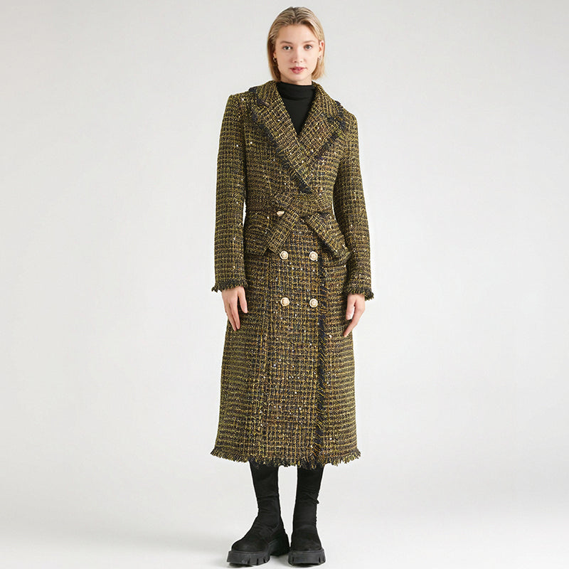 Golden Plaid Trench Coat, Upper East Side | Women - BYMANYC ® New York - BYMANYC ® New York  