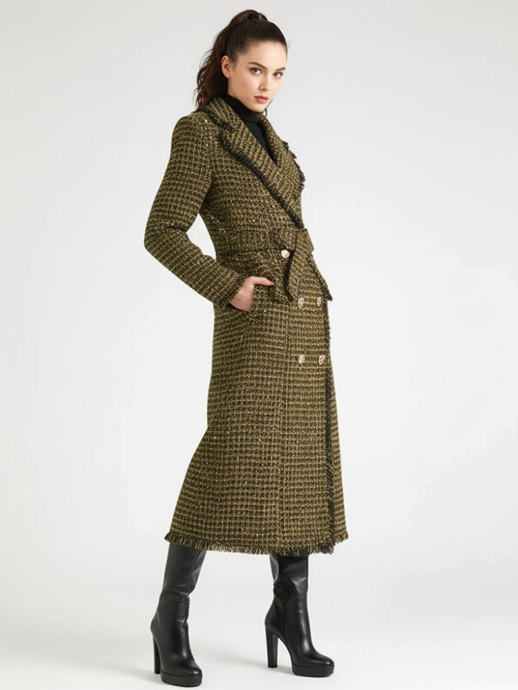  Golden Plaid Trench Coat, Upper East Side | Women - BYMANYC ® New York  NYC Wholesale Boutique Inventory - No MOQ & Ready to Ship