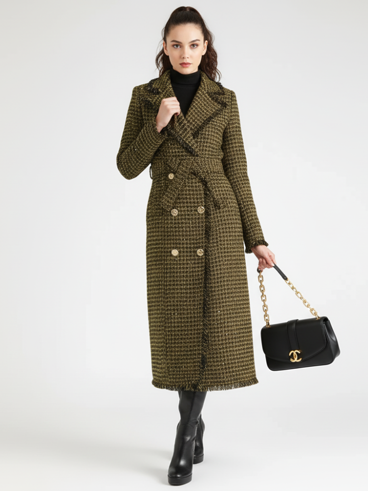 Golden Plaid Trench Coat, Upper East Side | Women - BYMANYC ® New York  NYC Wholesale Boutique Inventory - No MOQ & Ready to Ship