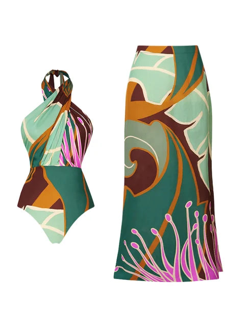 Halter One-Piece Swimsuit and Skirt For Women, Tribeca, BYMANYC New York. - BYMANYC ® New York  