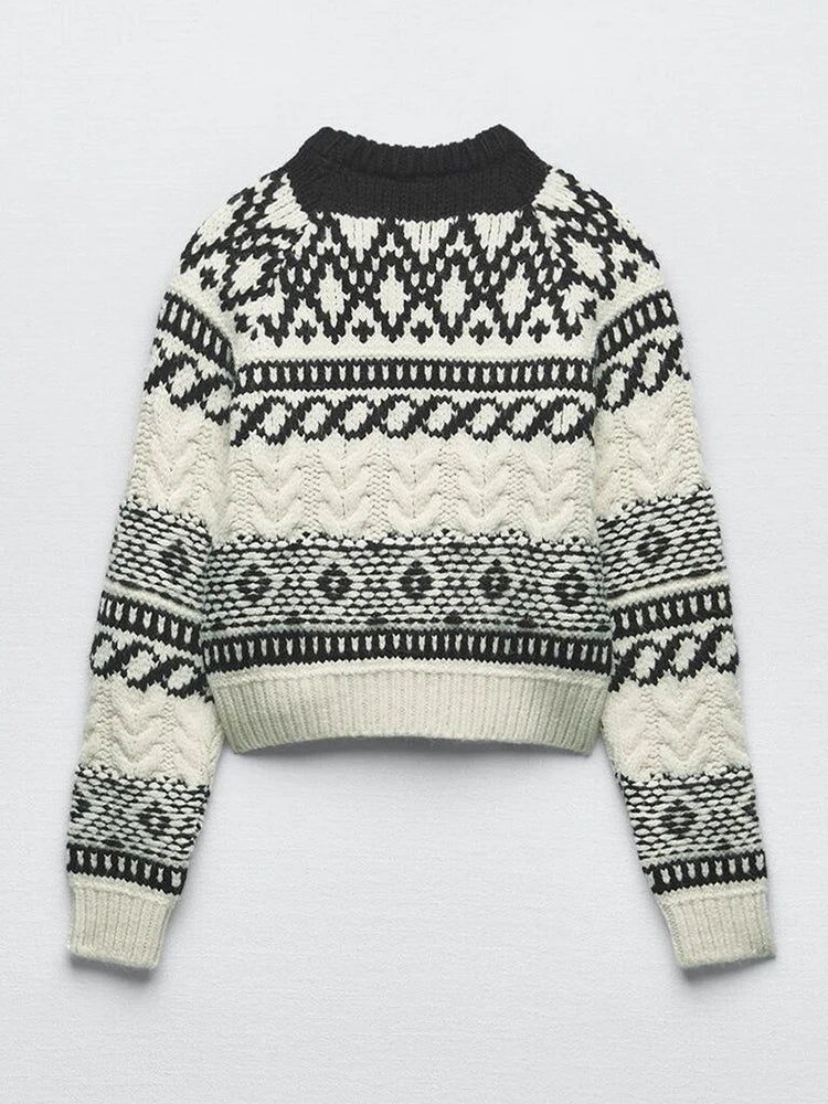 Jacquard Cropped Sweater, Tribeca | Women - BYMANYC ® New York - BYMANYC ® New York  