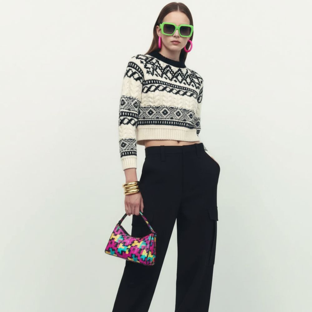  Jacquard Cropped Sweater, Tribeca | Women - BYMANYC ® New York  NYC Wholesale Boutique Inventory - No MOQ & Ready to Ship
