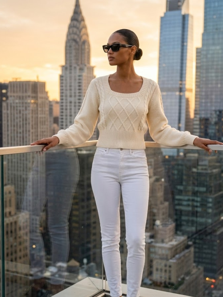 LEXINGTON Women's Square Neck Sweater Prêt-à-Porter BYMANYC ® New York - BYMANYC ® New York  