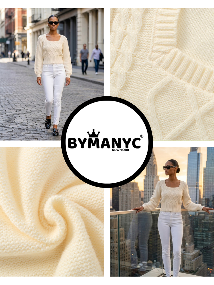  LEXINGTON Women's Square Neck Sweater Prêt-à-Porter BYMANYC ® New York  NYC Wholesale Boutique Inventory - No MOQ & Ready to Ship