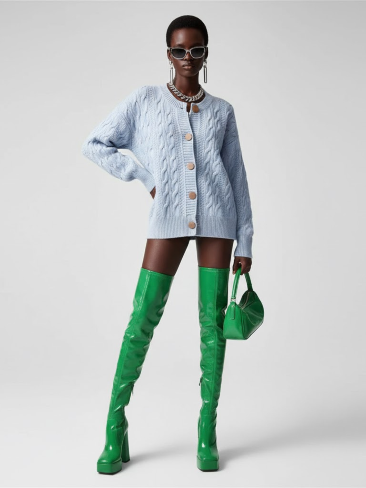  Light Blue Cable Knit Cardigan MADISON: New Colección COUTURE in NOLITA - BYMANYC ® New York  NYC Wholesale Boutique Inventory - No MOQ & Ready to Ship