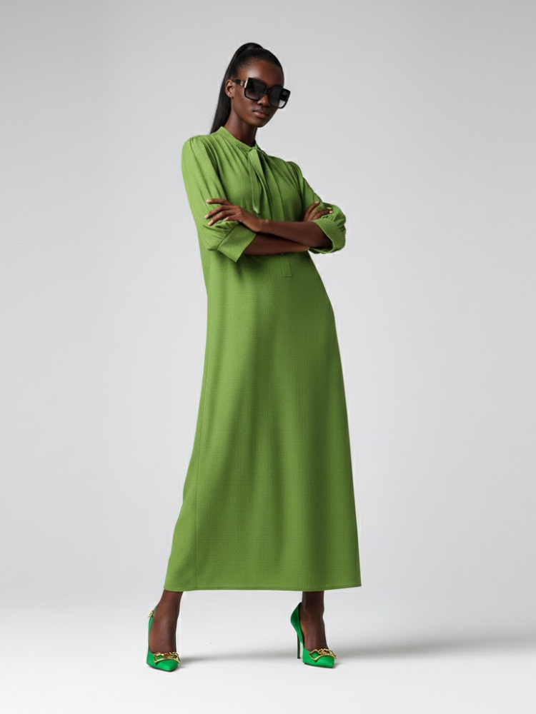 Long BRYANT Green Bow Dress Prêt-à-Porter BYMANYC ® New York - BYMANYC ® New York  