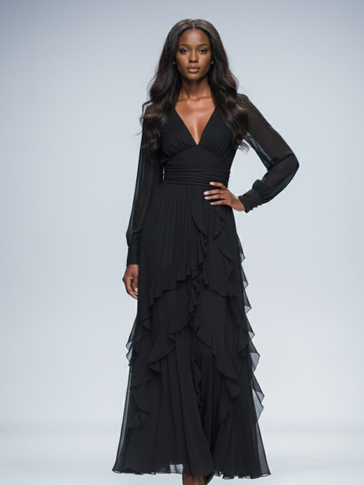 Long Black Evening Dress SUTTON PLACE: Prt--Porter Line BYMANYC Black / S Long Black Evening Dress SUTTON PLACE: Prt--Porter Line BYMANYC Black / S