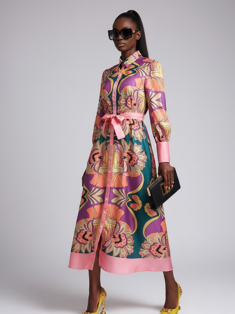  Long SOHO Geometric Print Dress Prêt-à-Porter BYMANYC ® New York  NYC Wholesale Boutique Inventory - No MOQ & Ready to Ship