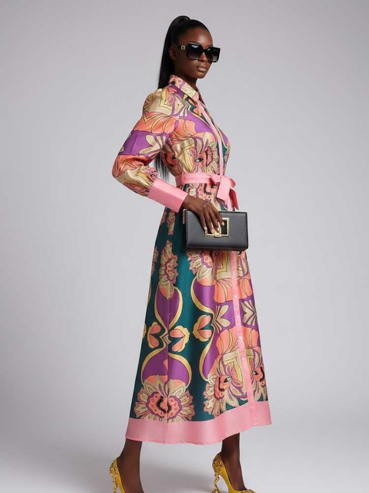  Long SOHO Geometric Print Dress Prêt-à-Porter BYMANYC ® New York  NYC Wholesale Boutique Inventory - No MOQ & Ready to Ship