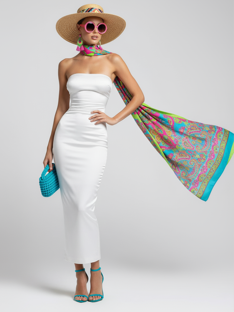  Long Skirt Dress With Asymmetric Style And Slim Fit Design For Women, White, Tribeca, BYMANYC New York.  NYC Wholesale Boutique Inventory - No MOQ & Ready to Ship